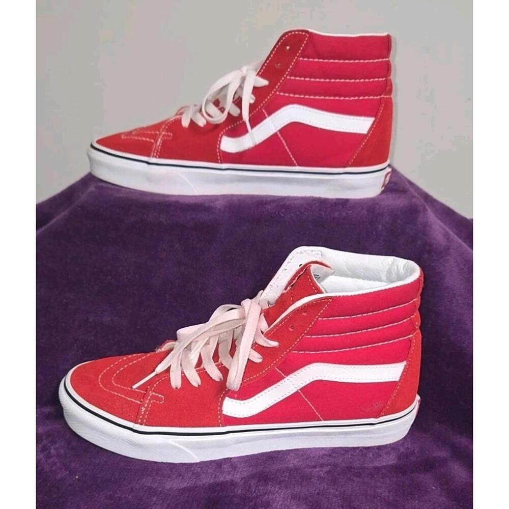 VANS Old Skool Sk8 Hi Top Men's 8.5, Women's 10 Red White Skateboarding Shoes